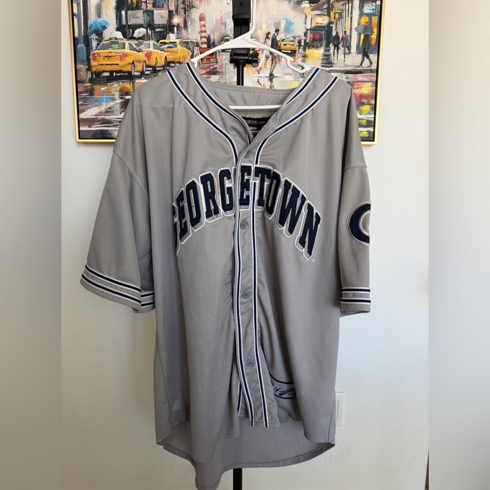 Colosseum Georgetown Hoyas Baseball Jersey Mens Size XXL Gray Vintage Rare